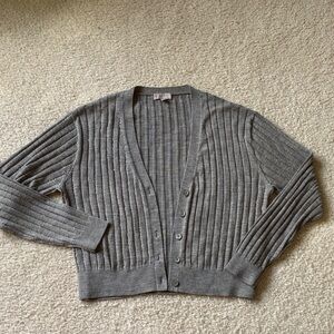 JCrew wool blend grey beaded cardigan size M